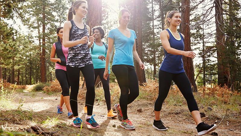 Female friends in walking club